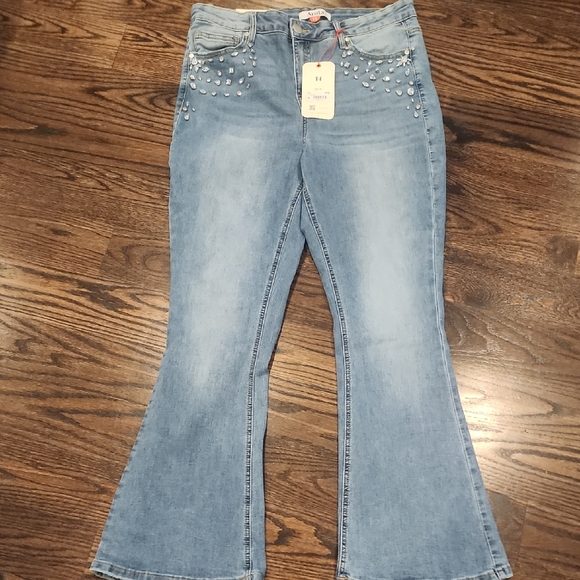 ARULA Denim - ARULA Light Blue Flare Jeans with Embellishments